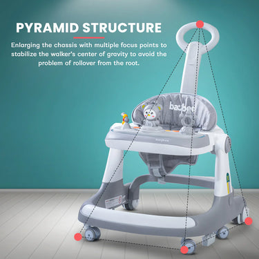 Multi-functional 3in1 Baby Monkey Musical Walker - Gray